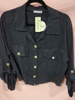 PURO LINO SHORT LINEN JACKET - Medium - Made in Italy